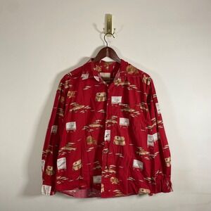 Vintage Outdoor Life Mens Button Up Shirt Fishing Salmon Medium Gorpcore